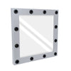 GloboStar® MAKEUP MIRROR-80x80-3 Μοντέρνος Καθρέπτης Μακιγιάζ με Πλαίσιο Φυσικού Ξύλου με Διακόπτη On/Off 12 x E27 AC220-240V - Μ80 x Π7 x Υ80cm - Γκρι Τσιμέντου
