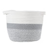 GloboStar® Artificial Garden POSITANO 20318 Διακοσμητικό Πλεκτό Καλάθι - Κασπώ Γλάστρα - Flower Pot Γκρι με Λευκό Φ20cm x Υ20cm