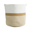 GloboStar® Artificial Garden ITHAKI 20325 Διακοσμητικό Πλεκτό Καλάθι - Κασπώ Γλάστρα - Flower Pot Μπεζ με Λευκό Φ30 x Υ30cm