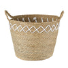 GloboStar® Artificial Garden ZAKYNTHOS 20336 ΣΕΤ 3 Διακοσμητικά Πλεκτά Καλάθια - Κασπώ Γλάστρες - Flower Pots Μπεζ με Μακραμέ A:Φ24cm x Υ20cm B:Φ28cm x Υ24cm C:Φ32cm x Υ28cm