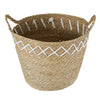 GloboStar® Artificial Garden ZAKYNTHOS 20336 ΣΕΤ 3 Διακοσμητικά Πλεκτά Καλάθια - Κασπώ Γλάστρες - Flower Pots Μπεζ με Μακραμέ A:Φ24cm x Υ20cm B:Φ28cm x Υ24cm C:Φ32cm x Υ28cm