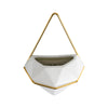 GloboStar® Artificial Garden LOUVRE 20533 Διακοσμητικό Κεραμικό Κασπώ Γλάστρα - Flower Pot Λευκό με Χρυσό Μ15 x Π8 x Υ24cm