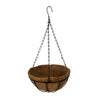 GloboStar® Artificial Garden SALAMINA 20560 Κρεμαστό Διακοσμητικό Κασπώ Γλάστρα - Flower Pot από Φλοιό Καρύδας Καφέ με Μαύρη Μεταλλική Βάση Φ25 x Υ14cm