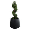 GloboStar® Artificial Garden TIJUANA 20703 Διακοσμητικό Πολυεστερικό Τσιμεντένιο Κασπώ Γλάστρα - Flower Pot Μαύρο Φ65 x Υ65cm