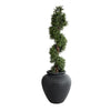 GloboStar® Artificial Garden OLYMPIA 20719 Επιδαπέδιο Πολυεστερικό Τσιμεντένιο Κασπώ Γλάστρα - Flower Pot Μαύρο Φ55 x Υ60cm