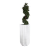 GloboStar® Artificial Garden PADOVA 20739 Επιδαπέδιο Πολυεστερικό Τσιμεντένιο Κασπώ Γλάστρα - Flower Pot Λευκό Φ48 x Υ100cm