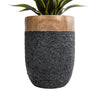 GloboStar® Artificial Garden BELLAGIO 20744 Επιδαπέδιο Πολυεστερικό Τσιμεντένιο Κασπώ Γλάστρα - Flower Pot Μαύρο με Καφέ Φ39 x Υ52cm