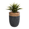 GloboStar® Artificial Garden BELLAGIO 20744 Επιδαπέδιο Πολυεστερικό Τσιμεντένιο Κασπώ Γλάστρα - Flower Pot Μαύρο με Καφέ Φ39 x Υ52cm