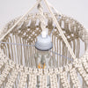GloboStar® ALGERIA 36202 Boho - Μακραμέ - Macrame Κρεμαστό Φωτιστικό Οροφής Μονόφωτο 1 x E27 Πλεκτό Χειροποίητο Μπεζ Υφασμάτινο με Σχοινί Φ40 x Υ50cm