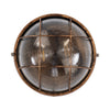 GloboStar® BOATLIGHT 61590 Vintage Industrial Φωτιστικό Τοίχου - Απλίκα - Καραβοχελώνα Εξωτερικού Χώρου Δίφωτο 2 x E27 AC220-240V Αδιάβροχο IP65 - Σώμα Αλουμινίου & Tempered Glass - Φ24 x Υ11cm - Αντικέ Μπρονζέ - Στρόγγυλο - 5 Years Warranty