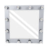 GloboStar® MAKEUP MIRROR-80x80-3 Μοντέρνος Καθρέπτης Μακιγιάζ με Πλαίσιο Φυσικού Ξύλου με Διακόπτη On/Off 12 x E27 AC220-240V - Μ80 x Π7 x Υ80cm - Γκρι Τσιμέντου