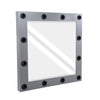 GloboStar® MAKEUP MIRROR-80x80-6 Μοντέρνος Καθρέπτης Μακιγιάζ με Πλαίσιο Φυσικού Ξύλου με Διακόπτη On/Off 12 x E27 AC220-240V - Μ80 x Π7 x Υ80cm - Γκρι Ανθρακί