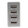 Φορτιστής USB 4 Θέσεων Wall Adapter 2 x AUTO 2.1A & 2 x 1A 5V DC Λευκός με Χρώμιο GloboStar 69997