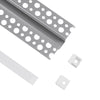 GloboStar® 70838-2M Χωνευτό για Γυψοσανίδα - Trimless Προφίλ Αλουμινίου Ανοδιωμένο με Λευκό Οπάλ Κάλυμμα για 1 Σειρά Ταινίας LED Πατητό - Press On Πακέτο 5 Τεμάχια των 2 Μέτρων