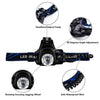 GloboStar® 79055 Φακός Κεφαλής Επαναφορτιζόμενος LED CREE XML2-T6 Chip 10 Watt 1800lm με 2 x 18650 Μπαταρίες 5200mAh Ψυχρό Λευκό 6000K