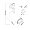 BLACK LED COB TRACK LUMINAIRE AIMY 30W 3000K 4WIRES 25-50° 3000LM 230V Ra80