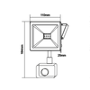 BLACK SENSOR LED SMD FLOOD LUMINAIRE IP66 10W 6000K 880Lm 230V RA80