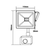 BLACK SENSOR LED SMD FLOOD LUMINAIRE IP66 20W 3000K 1600Lm 230V RA80
