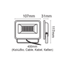 BLACK LED SMD FLOOD LUMINAIRE IP66 20W 3000K 2000Lm 230V AC RA80