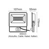BLACK SENSOR LED SMD FLOOD LUMINAIRE IP66 20W 4000K 2070Lm 230V AC RA80