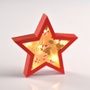 ^ 'WOODEN RED STAR' 6 MINI LED ΛΑΜΠ. ΜΠΑΤ. (2xAAA), WW,IP20, 23X5X22CM