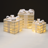 ^ SET 'WHITE GIFT BOX, BURLAP BOW' 75(15+25+35) WW LED  ΜΠΑΤ. 3*3ΑΑ IP20 17,23,28.5CM