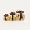 ^ SET 'WHITE COTTON GIFT BOX, RED&BLACK BOW' 90(20+30+40) WW MINI LED  ΜΠΑΤ. 3*3ΑΑ IP20 18,24,30CM