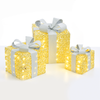 ^ SET 'GOLD SILK GIFT BOX, SILVER BOW'  90(20+30+40) WW MINI LED ΛΑΜΠ. ΜΠΑΤ. 3*3ΑΑ IP20 18,24,30CM