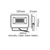 BLACK LED SMD FLOOD LUMINAIRE IP66 20W 4000K 2070Lm 230V AC RA80