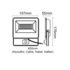 BLACK SENSOR LED SMD FLOOD LUMINAIRE IP66 10W 6000K 1100Lm 230V AC RA80