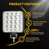 DC 9V-60V-3,3 ιντσών 48W Led Work Light 16LED Flood Beam για SUV Truck Forklift Boat-Ψυχρο Λευκο-1τεμ.