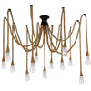 ® CRIMSON 01548 Vintage Φωτιστικό Οροφής Πολύφωτο Μαύρο με 12x2 Μέτρα Μπεζ Σχοινί