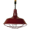 ® ISCAR 01410 Vintage Industrial Κρεμαστό Φωτιστικό Οροφής Μονόφωτο Μπορντό Κόκκινο Λευκό Μεταλλικό Καμπάνα Πλέγμα με Μπεζ Σχοινί Φ36 x Υ31cm - ecoinn.gr