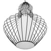 ® LILY 01558 Vintage Industrial Κρεμαστό Φωτιστικό Οροφής Μονόφωτο Μαύρο Μεταλλικό Πλέγμα και Υφασμάτινο Εσωτερικό Καπέλο Φ40 x Υ60cm