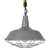 ® LUCI 01411 Vintage Industrial Κρεμαστό Φωτιστικό Οροφής Μονόφωτο Γκρι Λευκό Μεταλλικό Καμπάνα Πλέγμα με Μπεζ Σχοινί Φ36 x Υ31cm