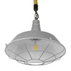 ® LUCI 01411 Vintage Industrial Κρεμαστό Φωτιστικό Οροφής Μονόφωτο Γκρι Λευκό Μεταλλικό Καμπάνα Πλέγμα με Μπεζ Σχοινί Φ36 x Υ31cm