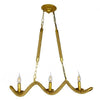 ® LUXOR 01598 Vintage Κρεμαστό Φωτιστικό Οροφής Τρίφωτο Χρυσό Μεταλλικό με Μπεζ Σχοινί Μ75 x Π13 x Y18cm
