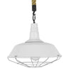 ® NARANZA 01409 Vintage Industrial Κρεμαστό Φωτιστικό Οροφής Μονόφωτο Λευκό Ματ Μεταλλικό Καμπάνα Πλέγμα με Μπεζ Σχοινί Φ36 x Υ31cm