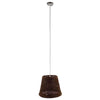 ® PLAYROOM 01333 Vintage Κρεμαστό Φωτιστικό Οροφής Μονόφωτο Καφέ Σκούρο Ξύλινο Ψάθινο Rattan Φ32 x Υ27cm