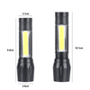 Super Bright Zoom LED Q5 T6 With Side COB Light Αλουμίνιο Αδιάβροχο USB Επαναφορτιζόμενος Φακός LED