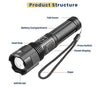 XHP50 LED Φακός Tactical 1000 Lumens Zoom Επαναφορτιζόμενος 5 λειτουργιών ισχυρός φακός