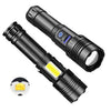 XHP70+COB Ισχυρός Φακός Led 1800 Lumens-Επαναφορτιζόμενος-Power Bank-Τηλεσκοπικό Ζουμ Λευκό+Κόκκινο Προειδοποιητικό Φως