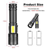 XHP70+COB Ισχυρός Φακός Led 1800 Lumens-Επαναφορτιζόμενος-Power Bank-Τηλεσκοπικό Ζουμ Λευκό+Κόκκινο Προειδοποιητικό Φως