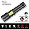 XHP70+COB Ισχυρός Φακός Led 1800 Lumens-Επαναφορτιζόμενος-Power Bank-Τηλεσκοπικό Ζουμ Λευκό+Κόκκινο Προειδοποιητικό Φως